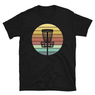 Disc Golf Retro Sunset Basket Silhouette Novelty Short-Sleeve Unisex T-Shirt