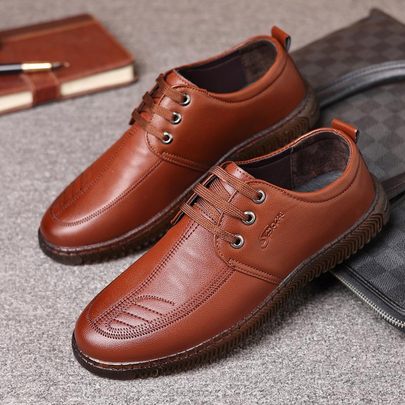 

Деловые повседневные кожаные туфли мужские весенние новые британские туфли для вождения удобные туфли Doudou на мягкой подошве для пожилых мужчин 44 коричневый