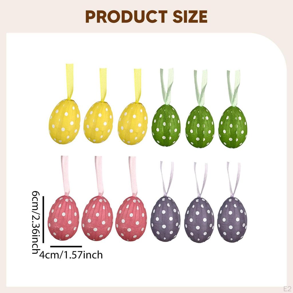 12 Pieces Easter Egg Hanging Ornaments Eggs Foam Decorative for Porch Tree Festival