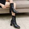 Women Ankle Boots Fashion Back Zippers Shoes Vintage Square Heels Autumn Winter Ladies Stretch Modern Booties 35-40