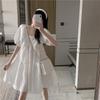Cream Puff Dress Summer New Girls Bubble Sleeves Waist White First Love Temperament Dress Muse Fan