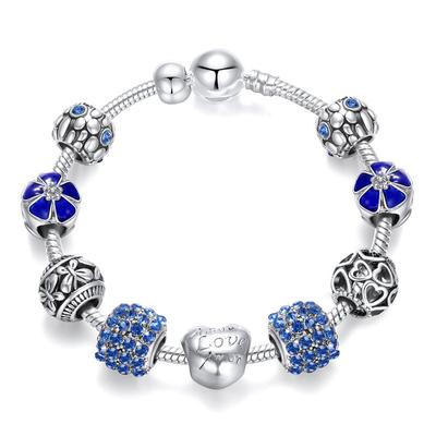 Women Fashion Bracelet Gifts Heart Beaded Chain Hand Bracelets Snake Bone Chain Ladies Charm Bracelet
