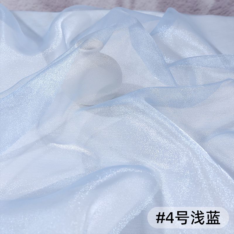 Thin Crystal Organza Fabric Per Meter for Summer Dress Stage Costume Scene Decoration Diy Sewing Soft Smooth Shiny Cloth Black