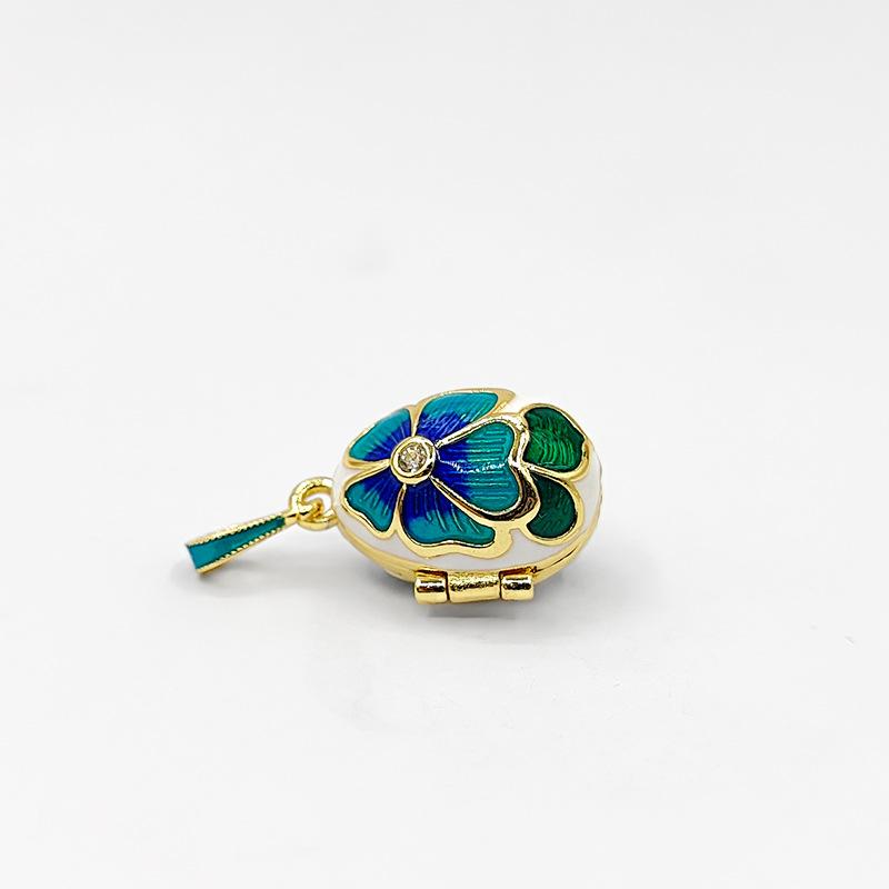 Open and Close Hot Egg Micro-inlaid Zircon Flower Pendant Fringed Copper Gold-plated Enamel Necklace