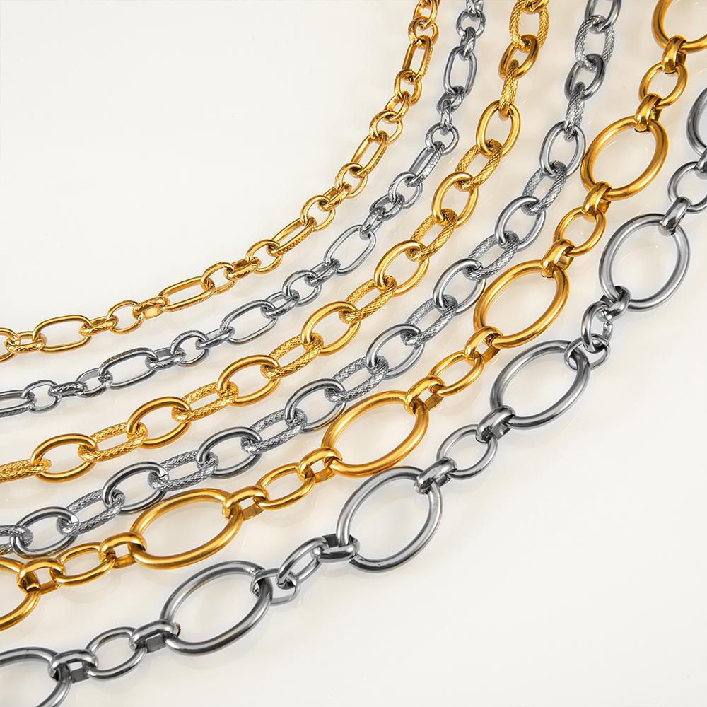 1 Meter Stainless Steel Large Heavy Chunky Hip Hop Punk Link Gold Color Chains DIY Jewelry Materials Handmade Necklace Bracelet