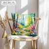 Summer Forest Cushion Cover Soft Plush Fabric Double-Sided Printed Sofa Cushion Cover For All Seasons Home Decor Gift