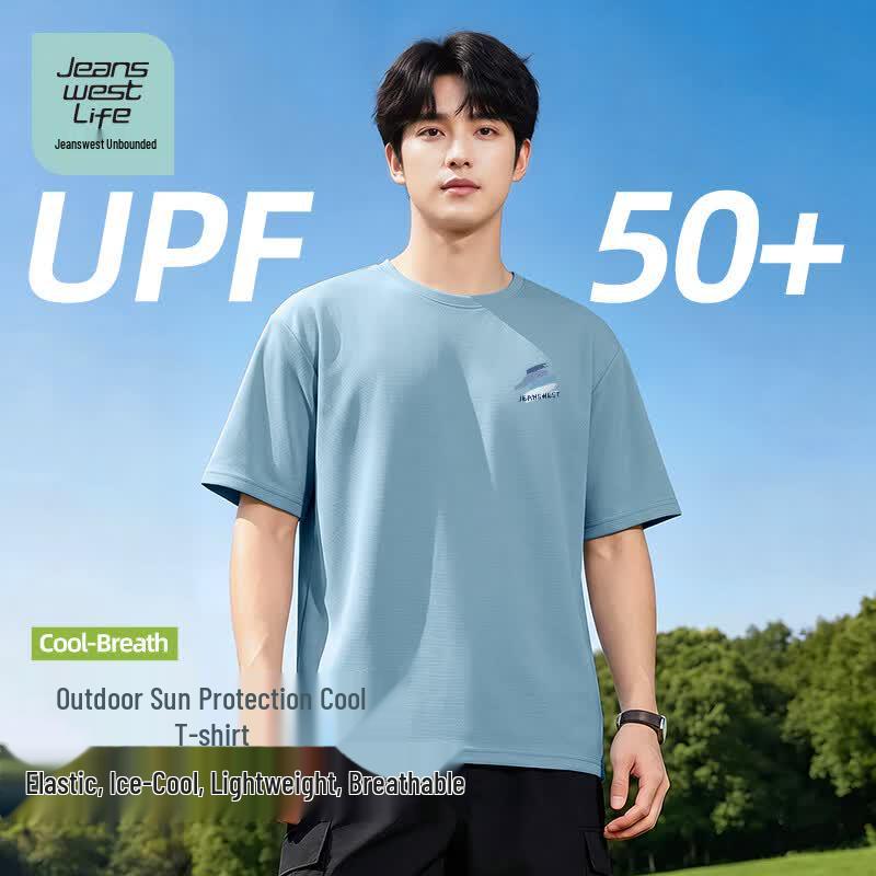 JEANSWEST LIFE Men s Ice Silk UPF50+ Sun Protection Casual Short Sleeve T-Shirt L