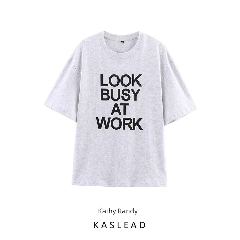 Kaslead New Arrival Women's Fashion Style Stylish Simple and Versatile Printing Loose T-shirt 0264226