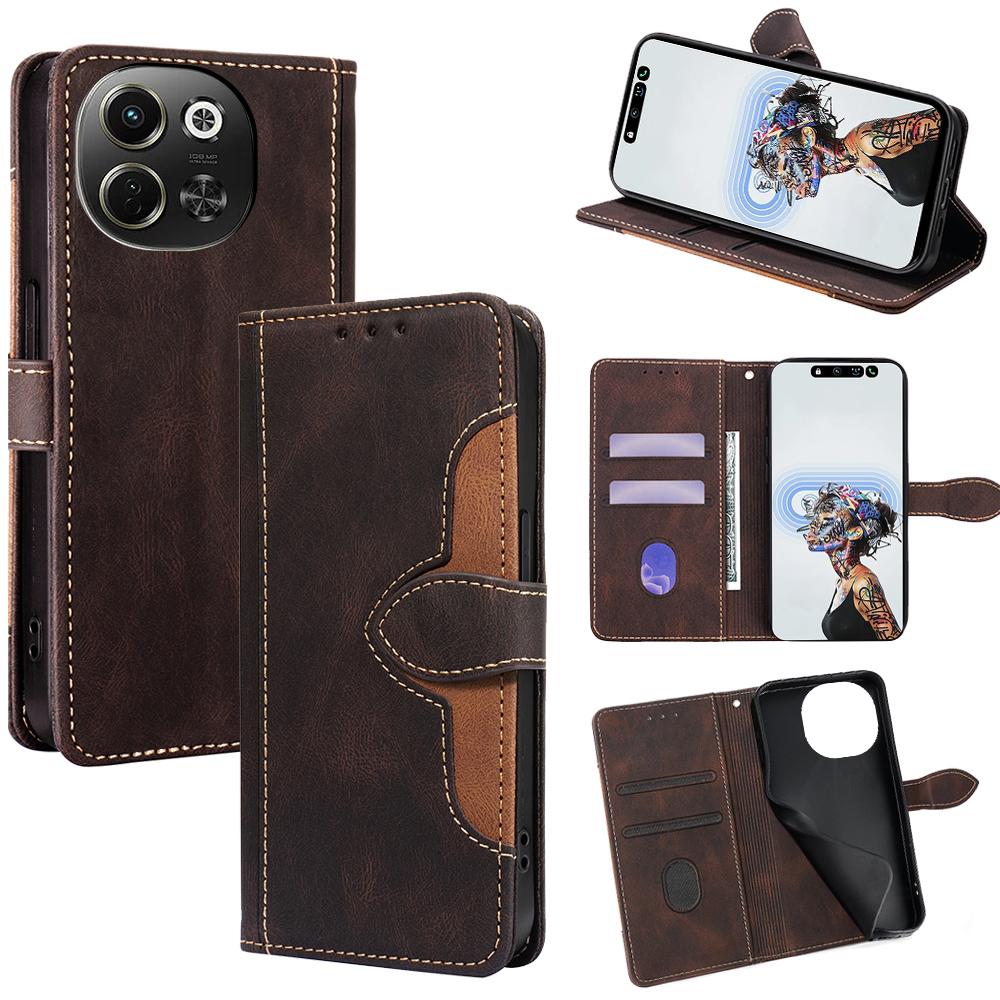 

For TECNO Pova 6 Neo 5G/Spark 30 5G Case Leather Wallet Phone Cover with Straw Hat Magnetic Clasp D