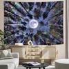 Trippy Moon Forest Ceiling Tapestry for Bedroom Aesthetic, Cool Psychedelic Trees Starry Night Galaxy Sky Tapestry Wall Hanging,