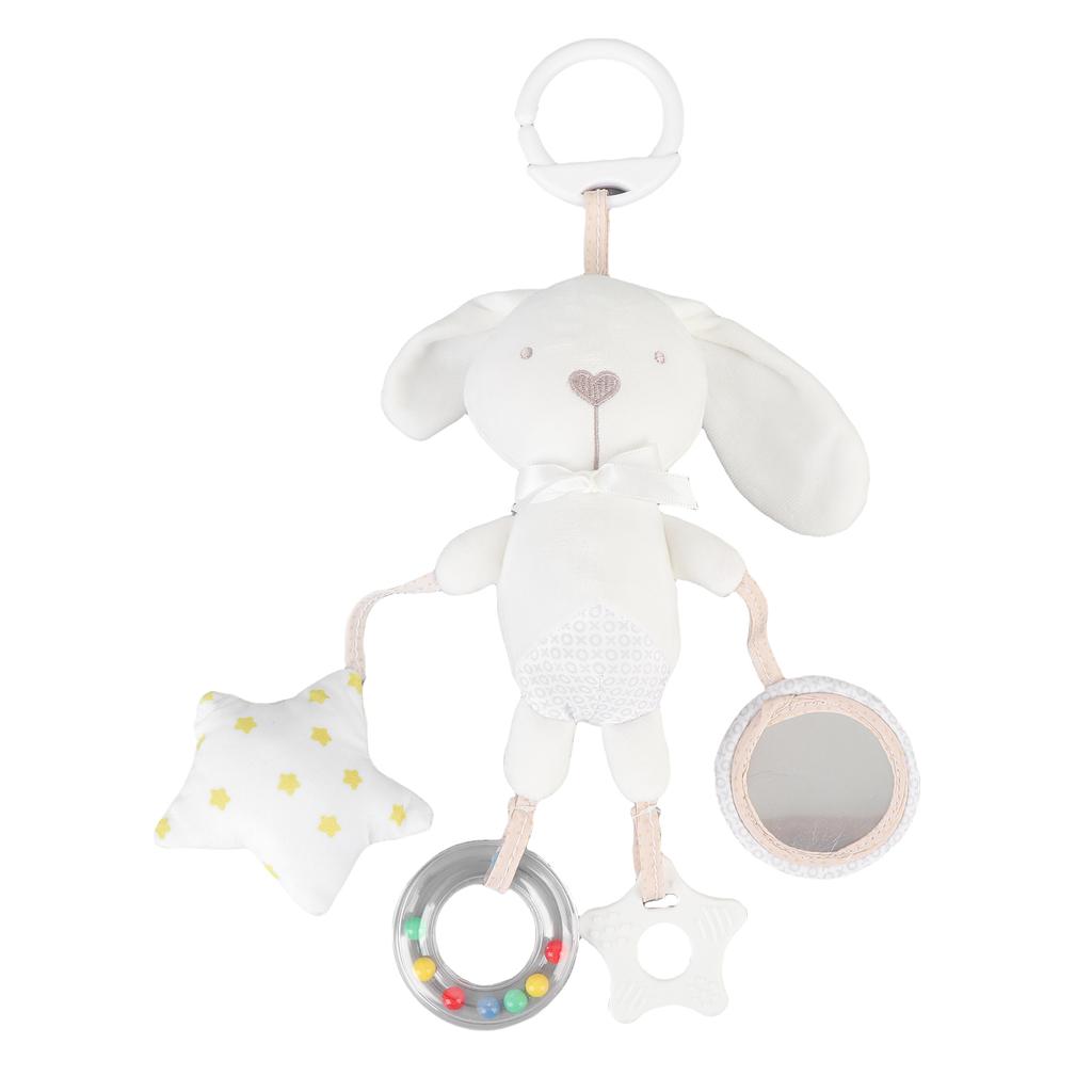 Baby Crib Hanging Rattles Toy Cute Bunny Clip On Plush Hanging Toy with BB Sound for Infant
