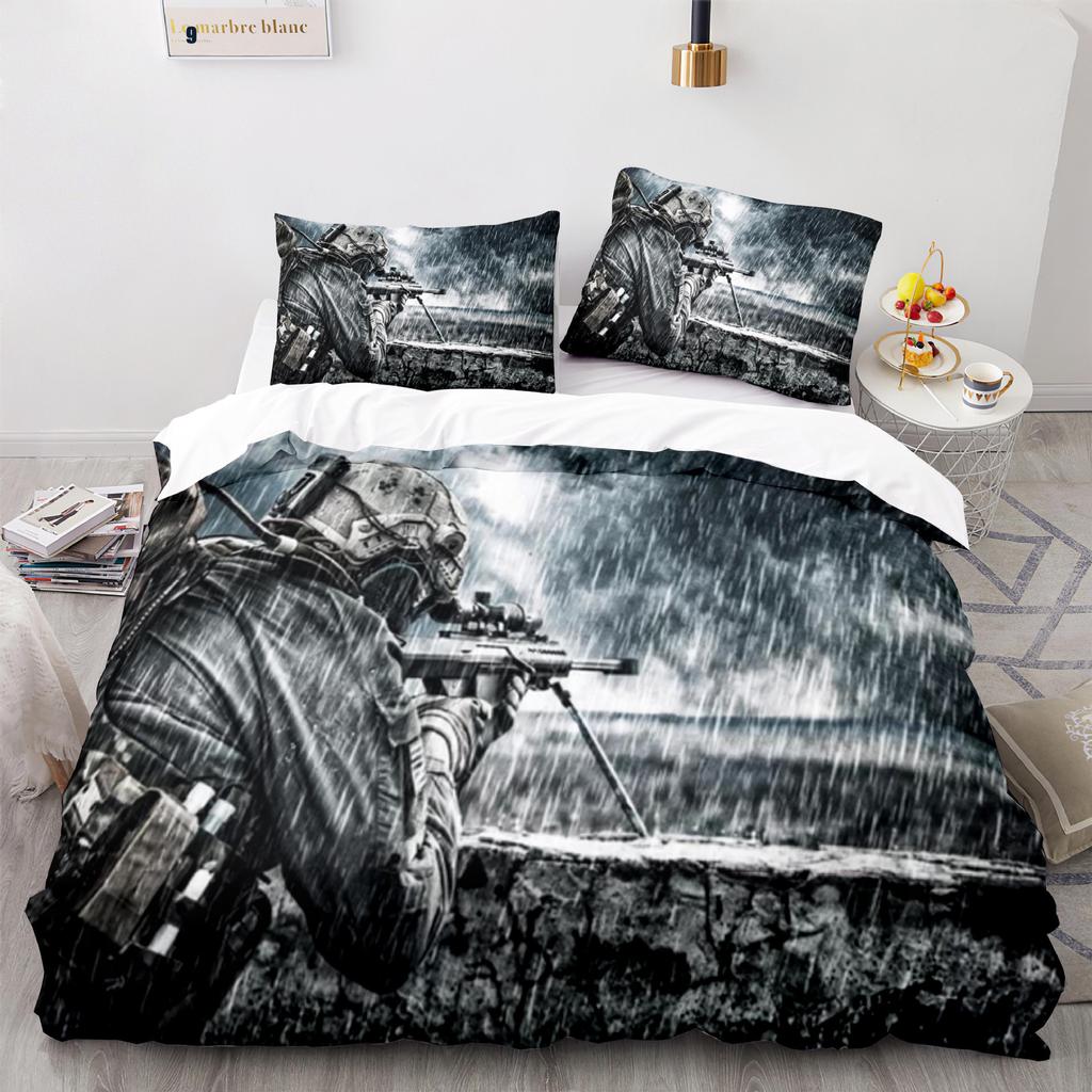 Home Textile Camouflage Quilt Cover Digital Printing Three-Piece Set 3D