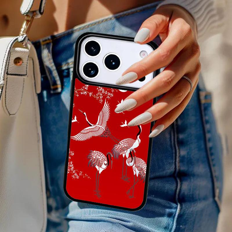 Red-crowned Crane Bird Phone Case For iPhone 17 Air 14 15 13 12 Max Cover For Apple 16e 11 Pro Max Plus Coque