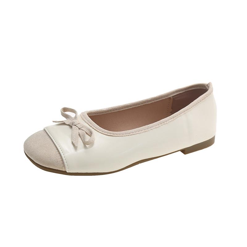 

Spring 2025 new French evening wind single shoes light mouth bow soft flat bottom one pedal ladyshoes women s shoes 35