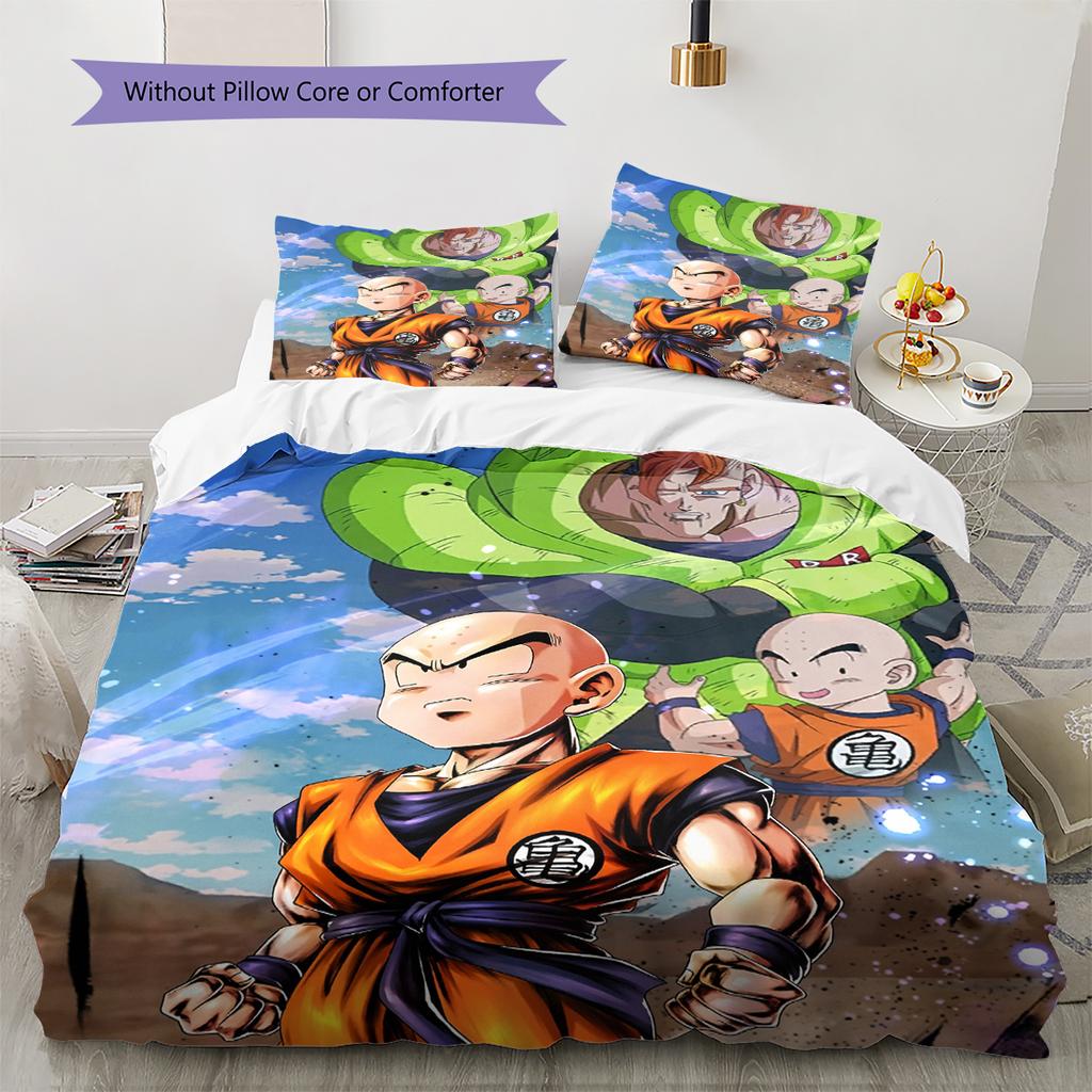 Povlečení s motivem postav z Dragon Ball Domácí dekorace Narozeninový dárek (1 * povlak na peřinu + 2 * povlak na polštář, bez jádra)