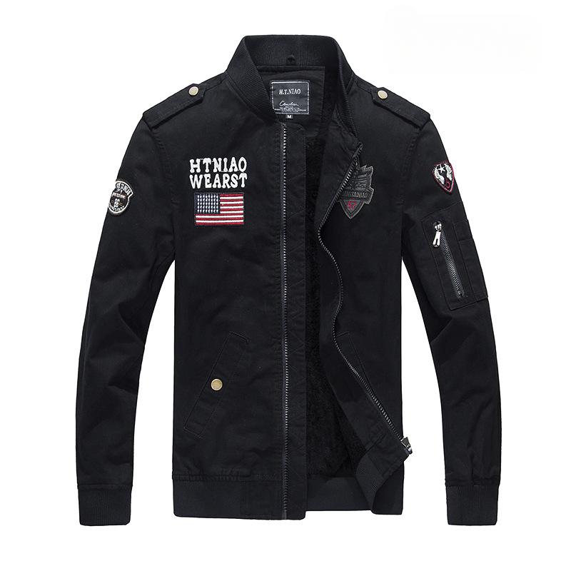 Мужская военная куртка большого размера с воротником-стойкой — фото 3