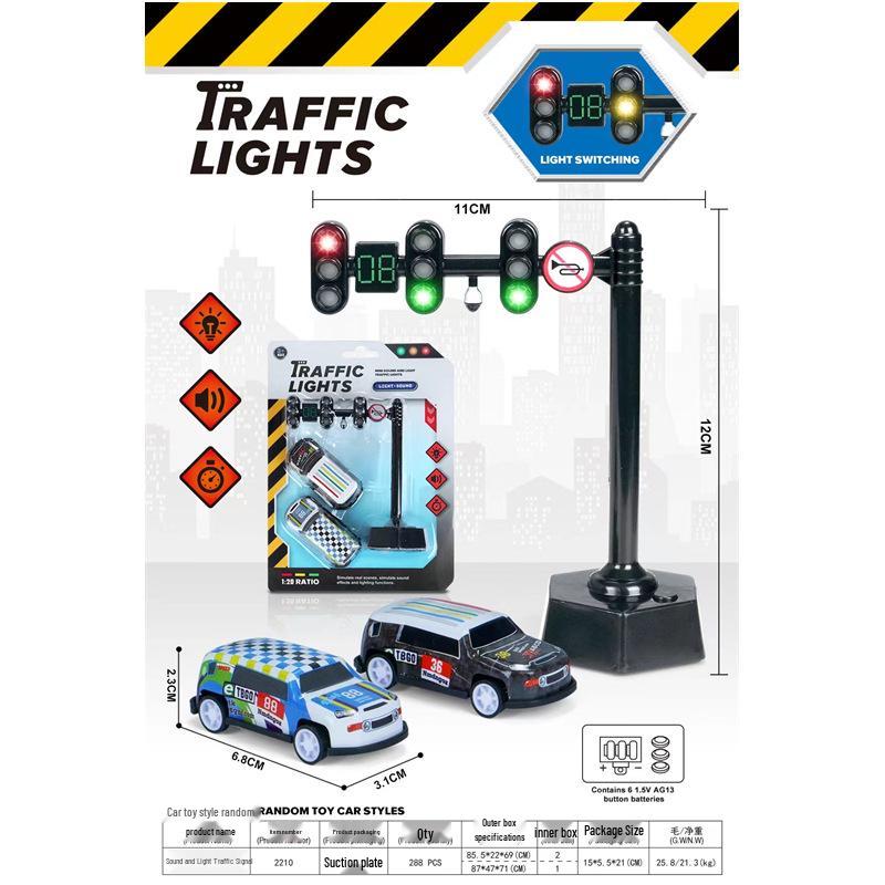 Traffic Lights Toy with Red and Green Lights - Small Car Playset