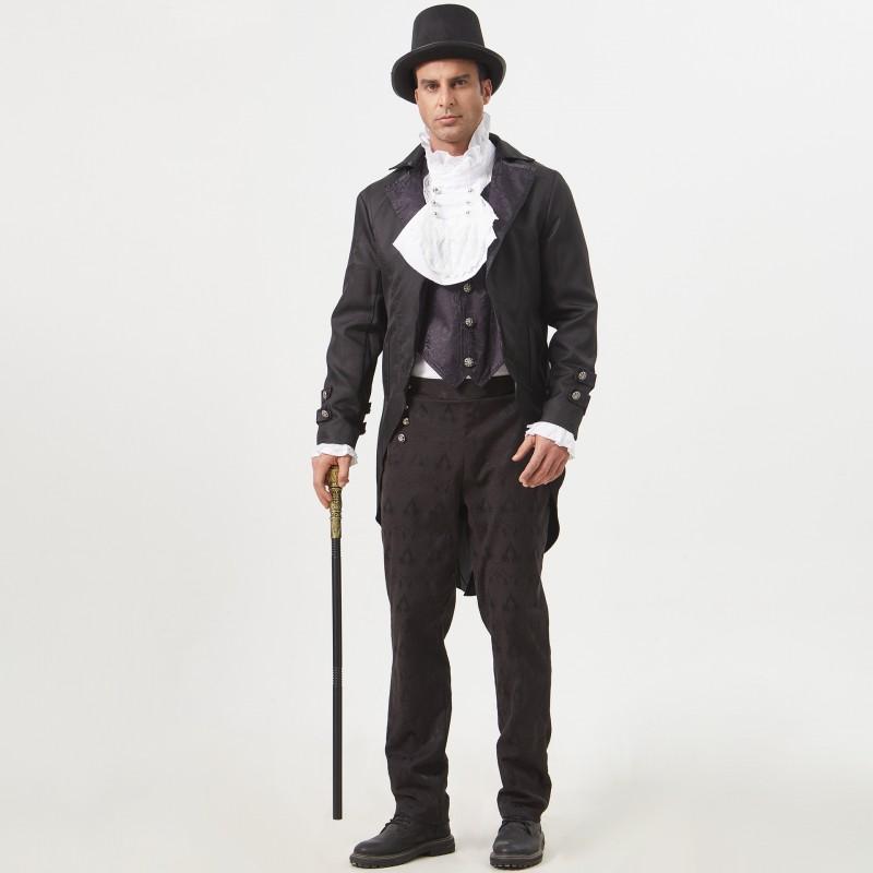 Completo Gotico Sartoriale Set Costume Cosplay di Halloween Vampiro Vintage Finto Due Pezzi Feste a Tema