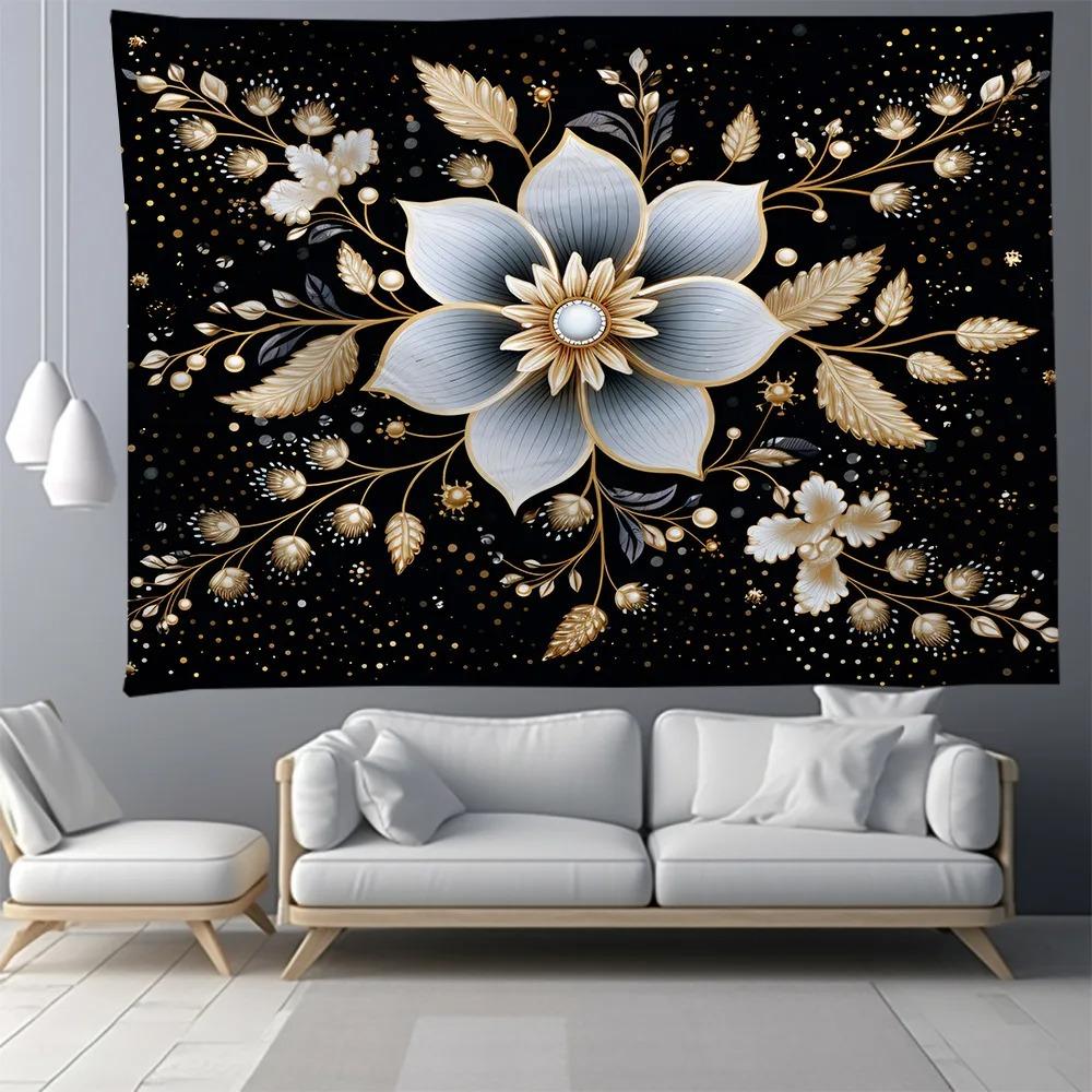 Black and White Tree Floral Pattern Bedroom Living Room Tapestry Home Wall Decoration Tapestry