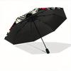 1pc Skulls and Roses Automatic Open/CloseUmbrella,Compact Umbrella for Men & Women Day Gift.Z076