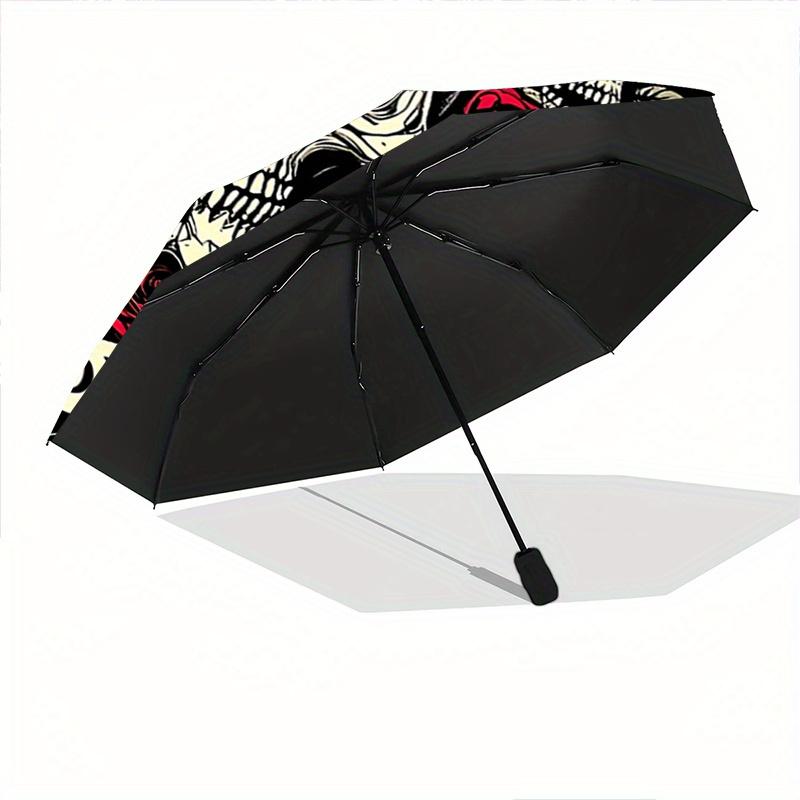 1pc Skulls and Roses Automatic Open/CloseUmbrella,Compact Umbrella for Men & Women Day Gift.Z076
