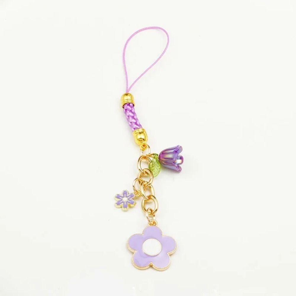 Short Style Mobile Phone Case Keychain Sakura Flower Phone Lanyard Mobile Phone Lanyard  Car Key