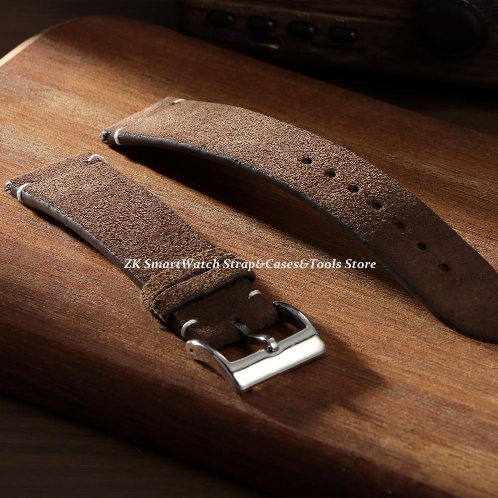 Soft Suede Strap 20mm 22mm Brown Blue Wristband 14mm 16mm 18mm Quick Release Calfskin Leather Bracelet for Women Men Accessories