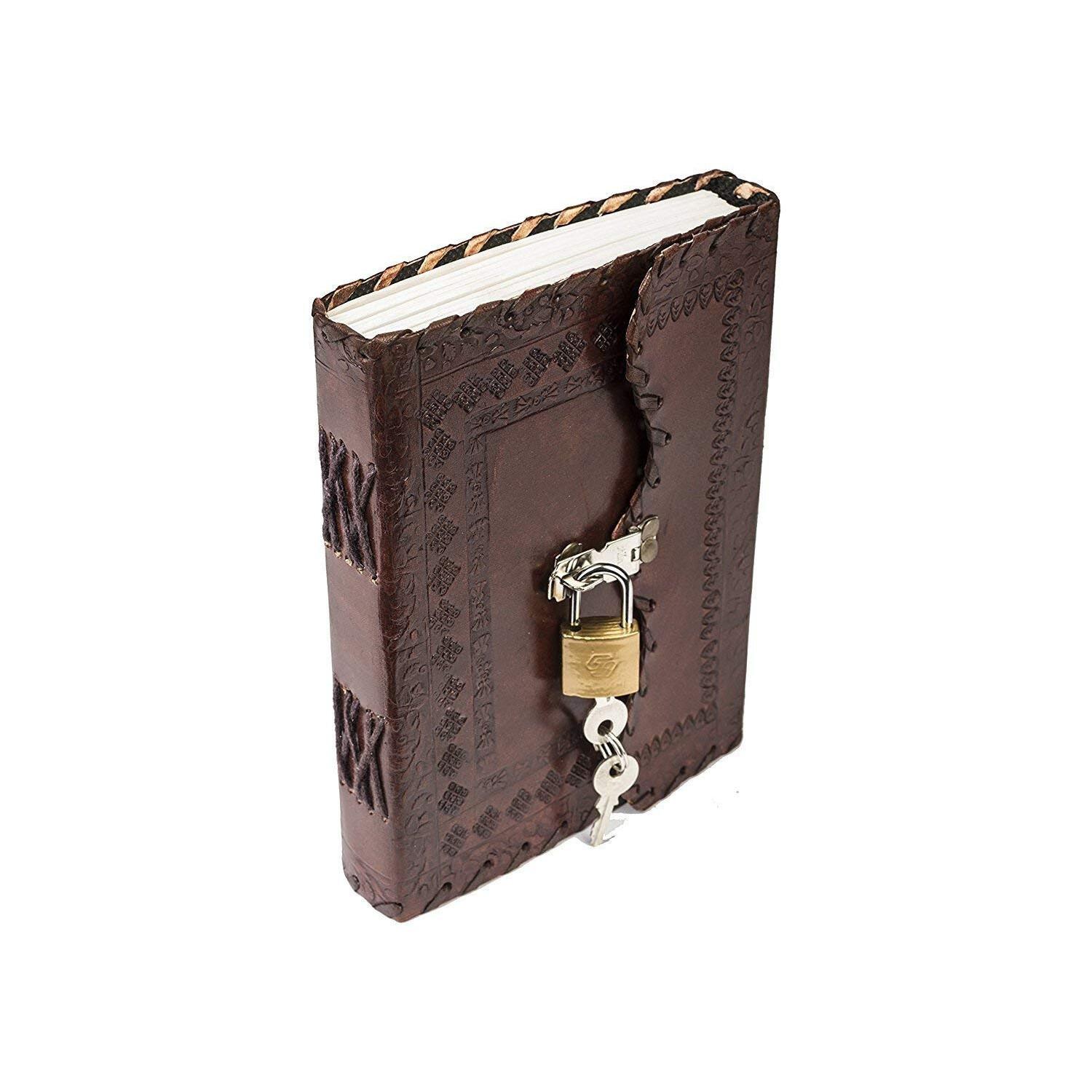 

@ Leather Diary Journal Writing Book With Lock & Key For Office 7 x 5 inch Zr-2292-60%Off