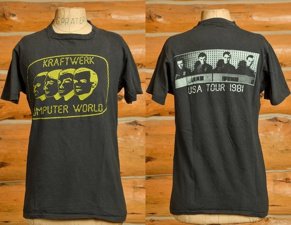 Двусторонний Футболка Kraftwerk Computer World Tour 1980-х Черный Хлопок S-5XL Футболка AD333 Унисекс S