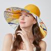 Cappello da Pescatore Estivo a Tesa Larga Double-Face con Stampa Parasole per Donna