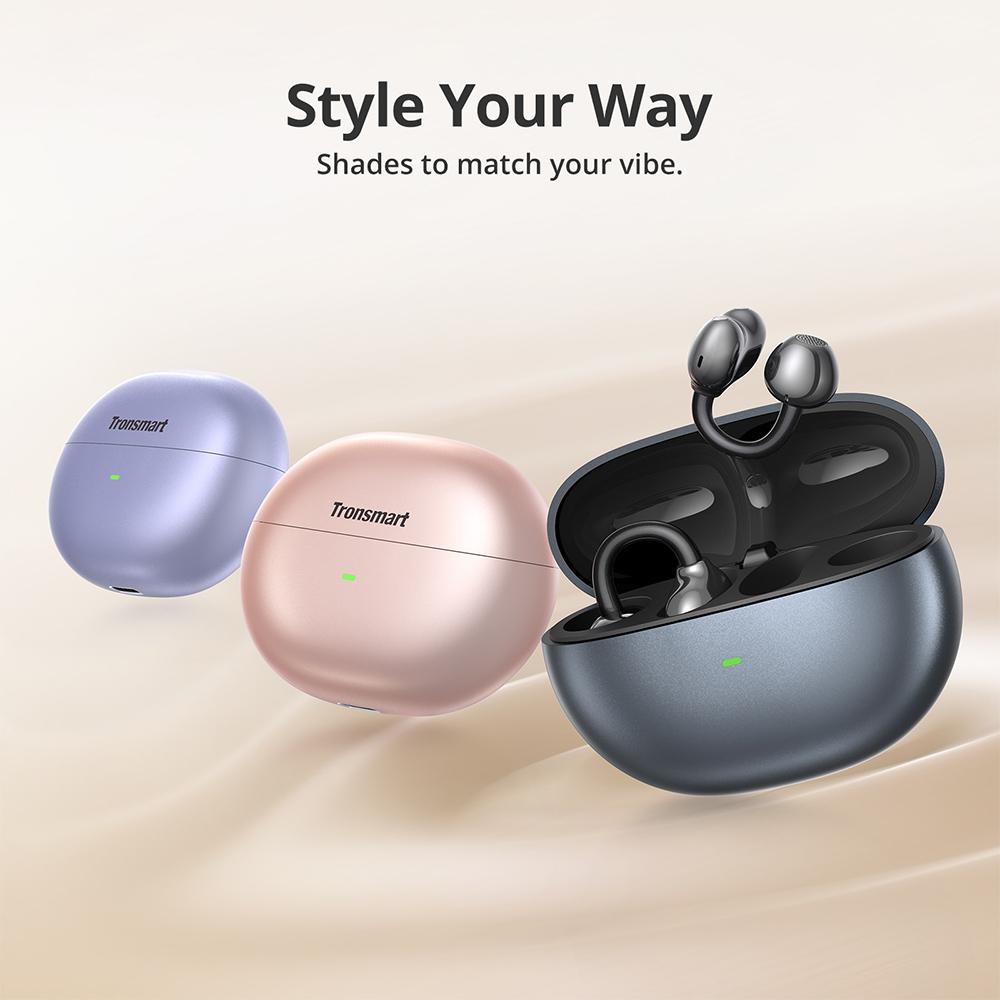 Tronsmart OpenFly Clip Open-Ear-Kopfhörer – Titan-Speicherdraht C-Brücke, 24h Akkulaufzeit, KI-ENC-Anrufe & IPX5 für Workouts & ganztägigen Komfort