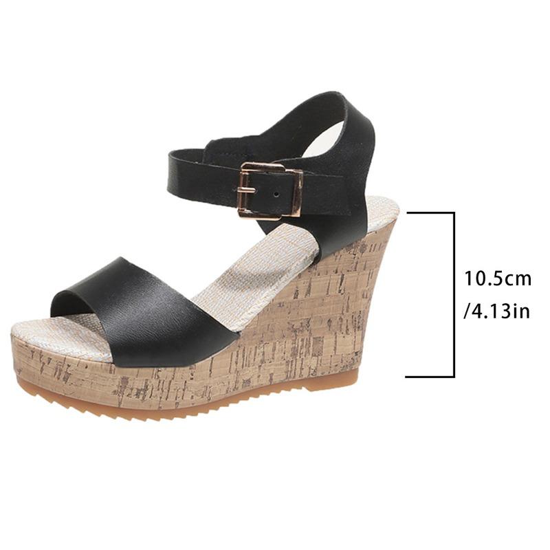 Summer new muffin thick-soled wedge heel women's shoes large size women's one-word buckle fish mouth cool women's shoes
