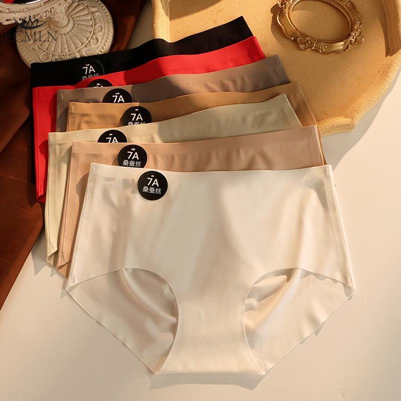 7A Bacteriostatic Seamless Panties for Women Mid Waist Maillard Color Briefs Soft and Comfortable Underwear M-XL