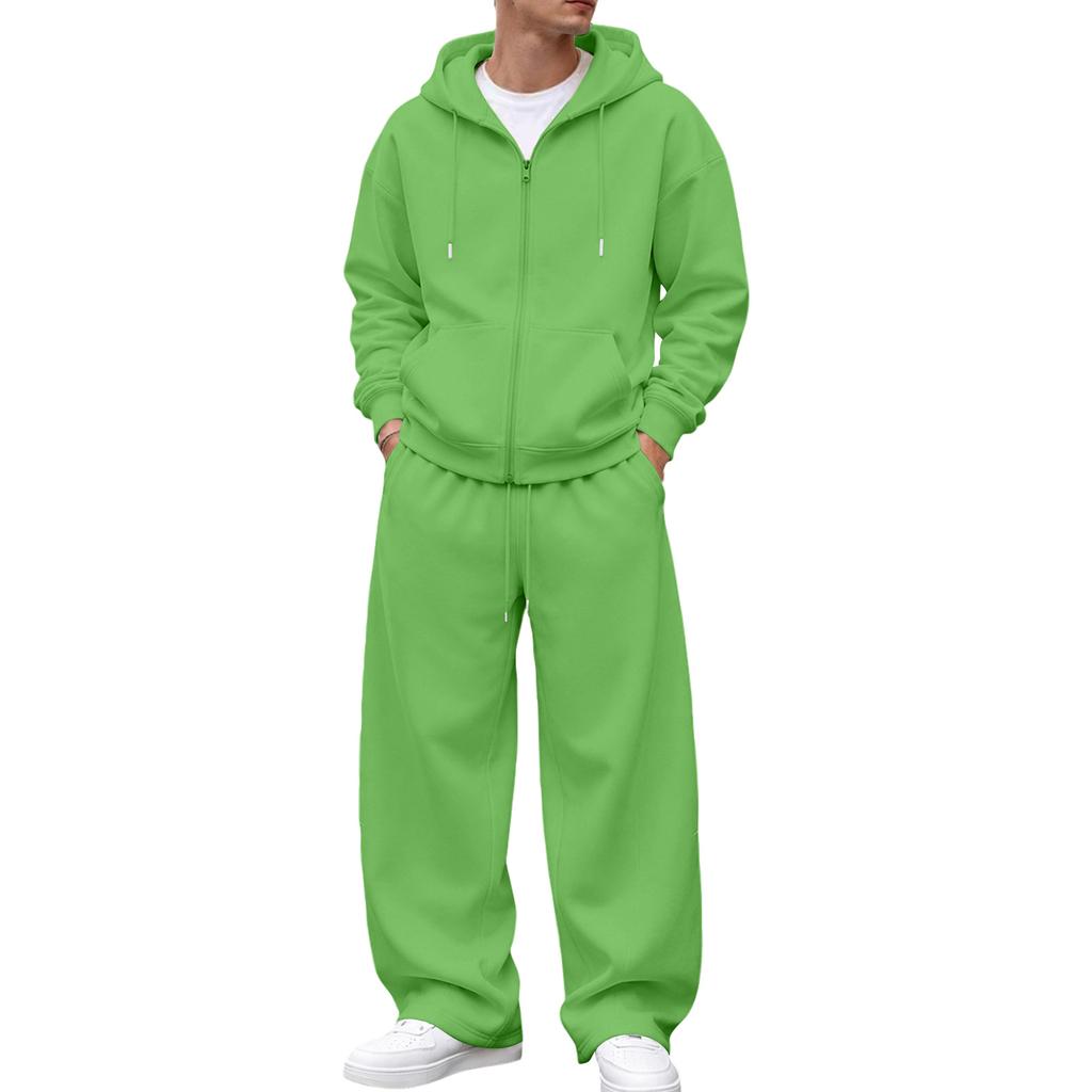 Zip-Up Hoodie and Sweatpants Set for Winter Casual Wear