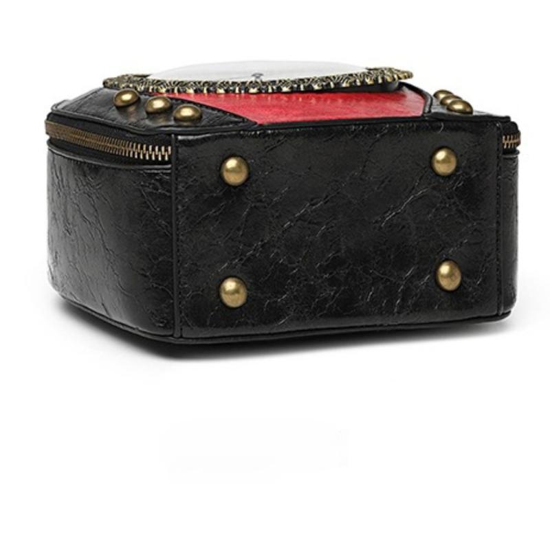 European American Personalized Retro Clock Ladies Handbag High Quality PU Material Antique Shoulder Bags Rivet Dial Design Women's Diagonal Span Bag