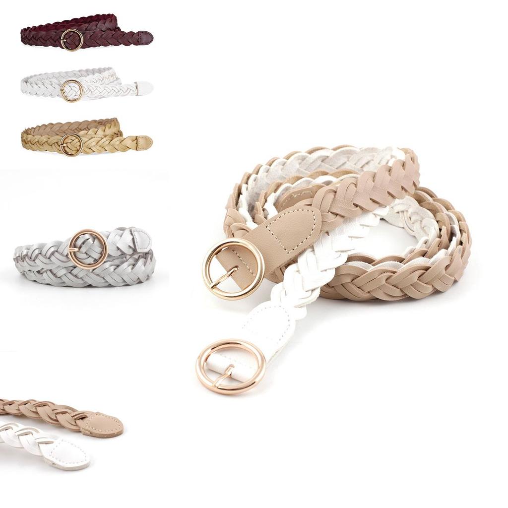 Chic Casual Twisted Style Women's Waist Belt Featuring Elegant Round Alloy Buckle In Various Colors