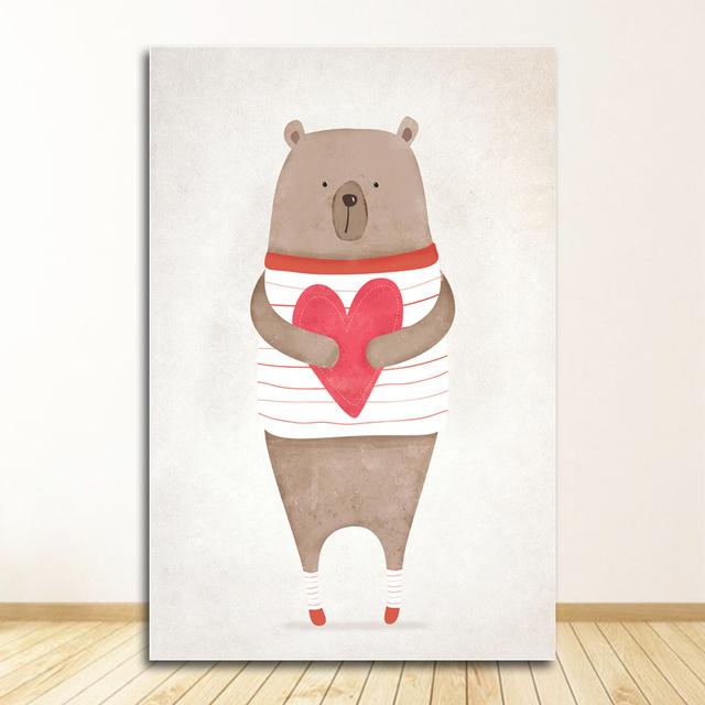 Painting Print Baby Room Home Wall Decor Nordic Cute Animal Hippo Penguin Polar Bear Portrait A4 A3 A2 Canvas Art Poster