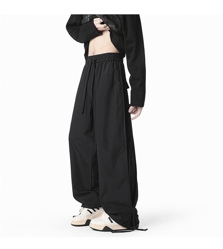 Men's Hong Kong Style Ice Silk Cargo Pants - Summer 2025, Thin, Quick-Drying, Side Zipper, Mesh Casual Pants.