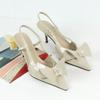 Fashion High Heels Ladies Summer Sandals Beige Patent Leather Office Work Stiletto Footwear Luxury Dramatic Bow Party Prom Women Shoes