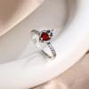 New 925 Sterling Silver Red Heart Stone Size 6 7 8 9 Love Ring Fine Rings Wedding Valentine's Day Fashion Jewelry for Women Gift