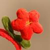 Cute Plush Flower Headband For Women Handmade Winter Wristband Set New Year Red Flower Hairband