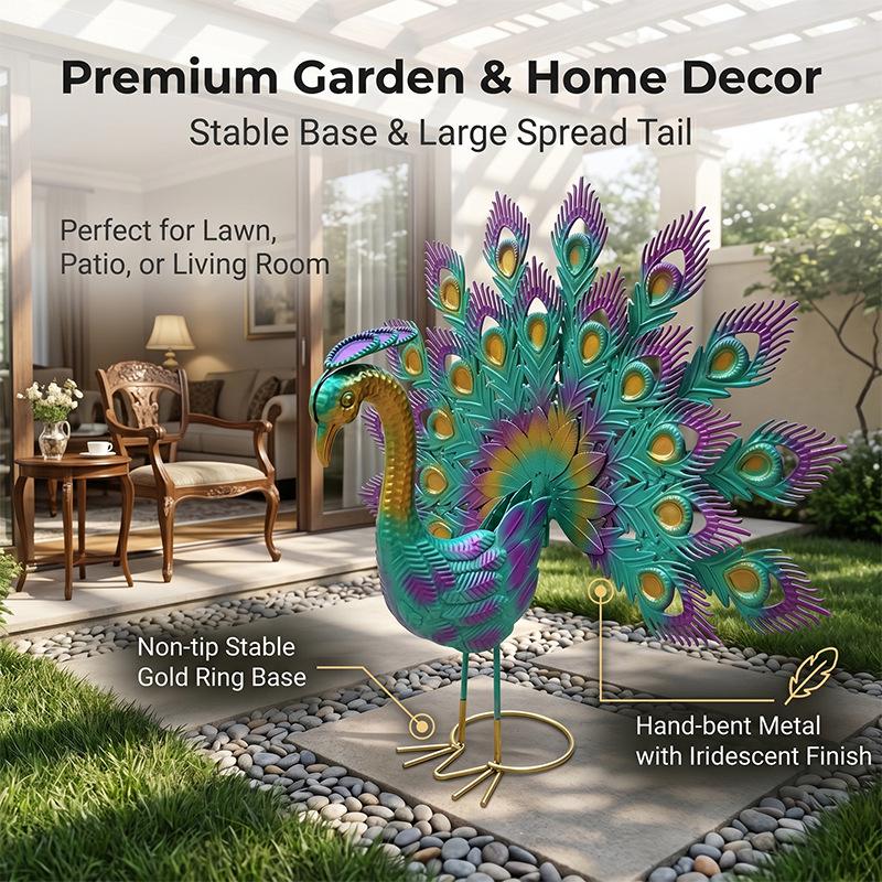 New Metal Peacock Statue for Garden Decoration