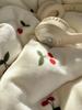 Cherry Lace Overlock Velvet 4-Piece Winter Bedding Set