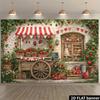 2D Plane, 1 Piece of Retro Stained-glass Strawberry Car Background Fabric, Suitable for Home and Outdoor Parties