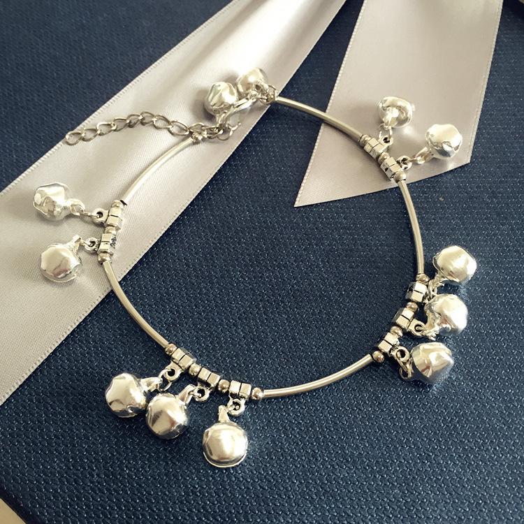 Vintage fashion Tibetan silver bracelet Bohemian cute super many bells female Miao silver anklet handmade jewelry