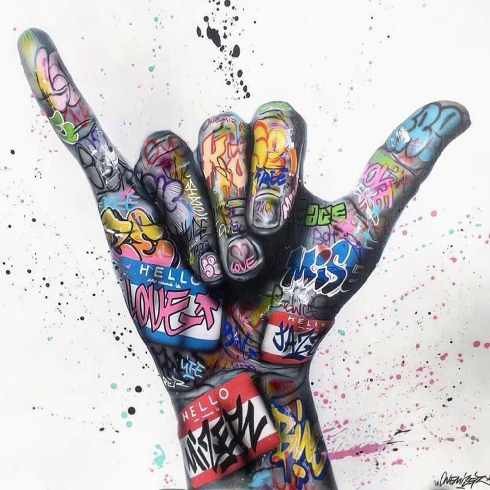 Gatugraffiti Populär abstrakt konst Väggaffisch Basketskor Kyssande Heminredning Dukmålning Väggmålning Bildtryck Konstverk