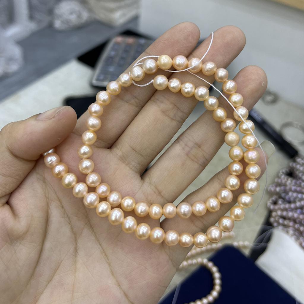 1String, Yellow Purple Multicolor Natural Freshwater Pearls, Handmade Potato Pearl Beads for Jewelry Making DIY Crafts (Beads 5-6mm, Length 36cm)