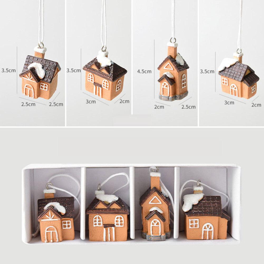 Christmas Pendant Mini Resin Elk Dog Cat Snow House Christmas Tree Decorations Elderly Snowhouse Ornaments Christmas Pendant