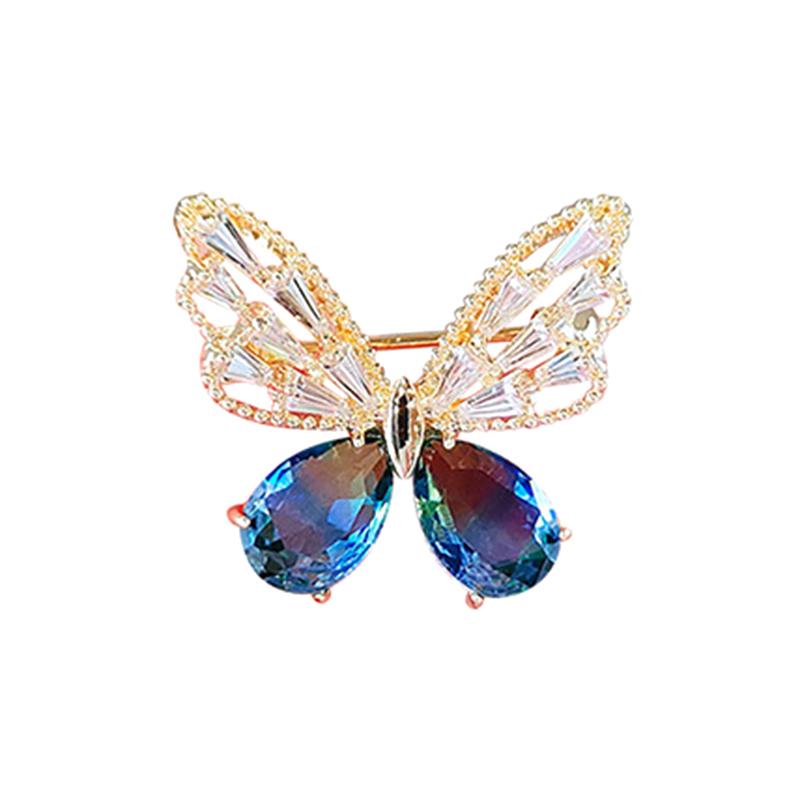 

1PC Trendy Shining Blue Butterfly Brooches For Women Charm Crystal Brooch Pins Party Wedding Gifts Clothing Accessories Jewelry