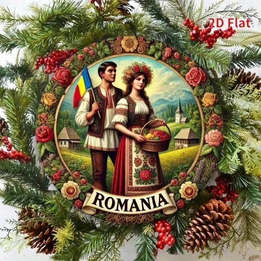 

Vintage Romanian Folk Metal Wall Art Countryside Scenery Flat Sculpture Ethnic Decor For Living Room різнокольоровий